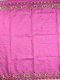 Organza crush fancy sarees onion pink color allover floral motifs & embroidery border with running pallu and attached plain blouse