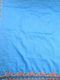 Organza crush fancy sarees sky blue color allover floral motifs & embroidery border with running pallu and attached plain blouse