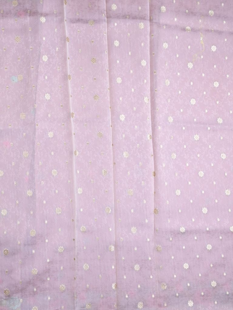 Soft organza fancy sarees onion pink color allover floral motifs & embroidery border with running pallu and attached blouse