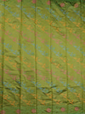 Fancy pattu saree olive green color allover weaves & small border with self pallu and attached blouse