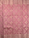 Raw mango pattu saree onion pink color allover zari weaves & zari border with rich pallu and attached plain blouse