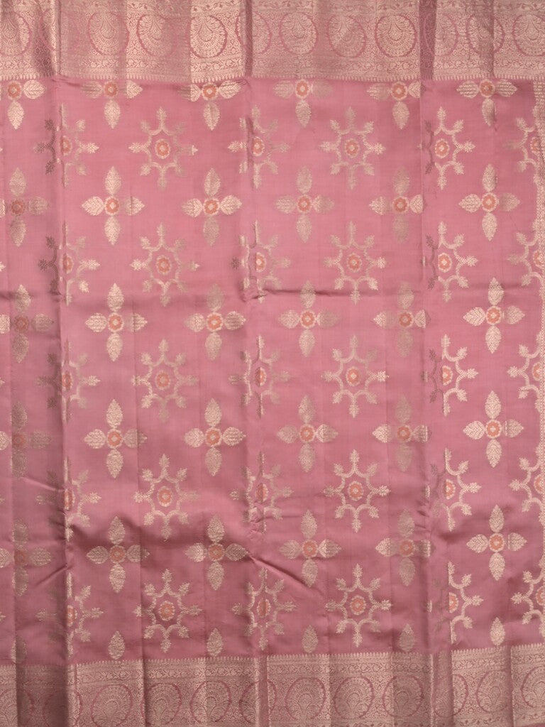 Raw mango pattu saree onion pink color allover zari weaves & zari border with rich pallu and attached plain blouse