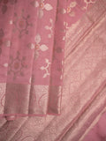 Raw mango pattu saree onion pink color allover zari weaves & zari border with rich pallu and attached plain blouse