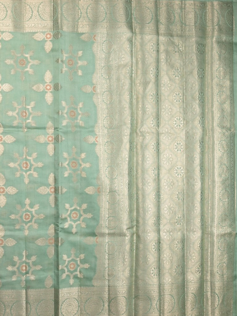 Raw mango pattu saree lux green color allover zari weaves & zari border with rich pallu and attached plain blouse