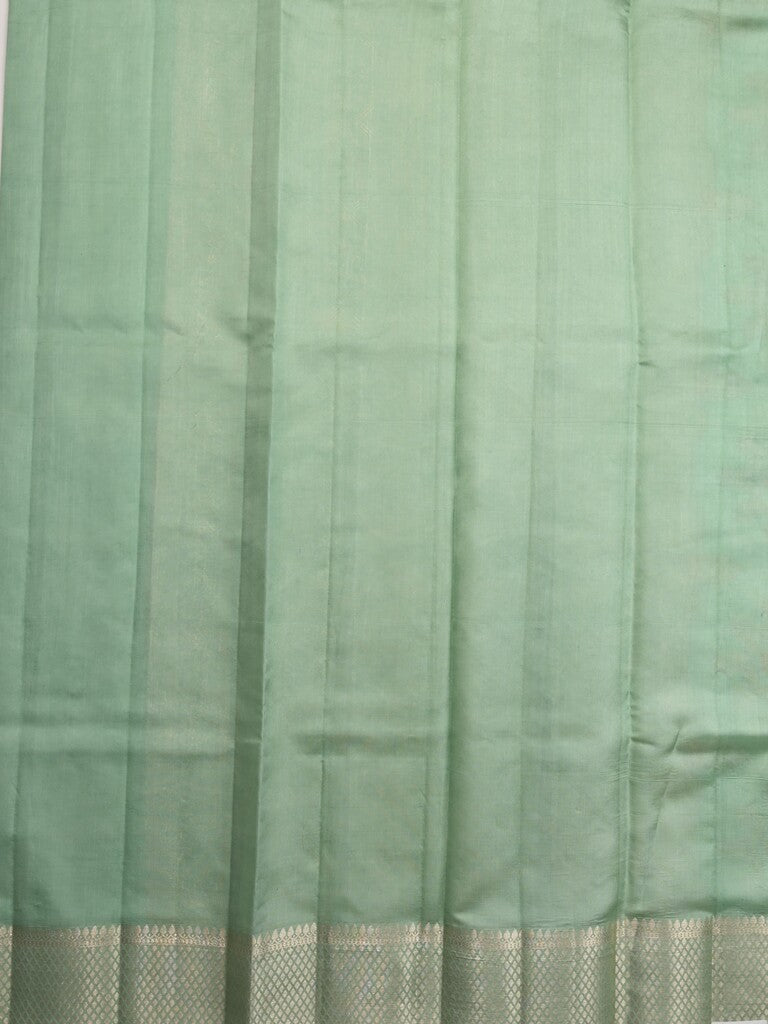 Raw mango pattu saree lux green color allover zari weaves & zari border with rich pallu and attached plain blouse