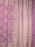 Raw mango pattu saree purple color allover zari weaves & zari border with rich pallu and attached plain blouse