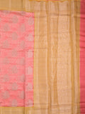 Maheshwari fancy saree baby pink color allover zari motifs & zari border with brocade pallu and attached plain blouse