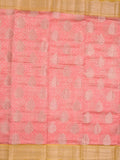 Maheshwari fancy saree baby pink color allover zari motifs & zari border with brocade pallu and attached plain blouse
