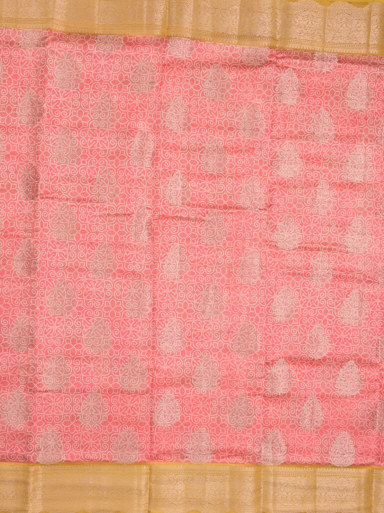 Maheshwari fancy saree baby pink color allover zari motifs & zari border with brocade pallu and attached plain blouse