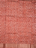 Maheshwari fancy saree brick red color allover prints & zari border with rich pallu and attached printed blouse
