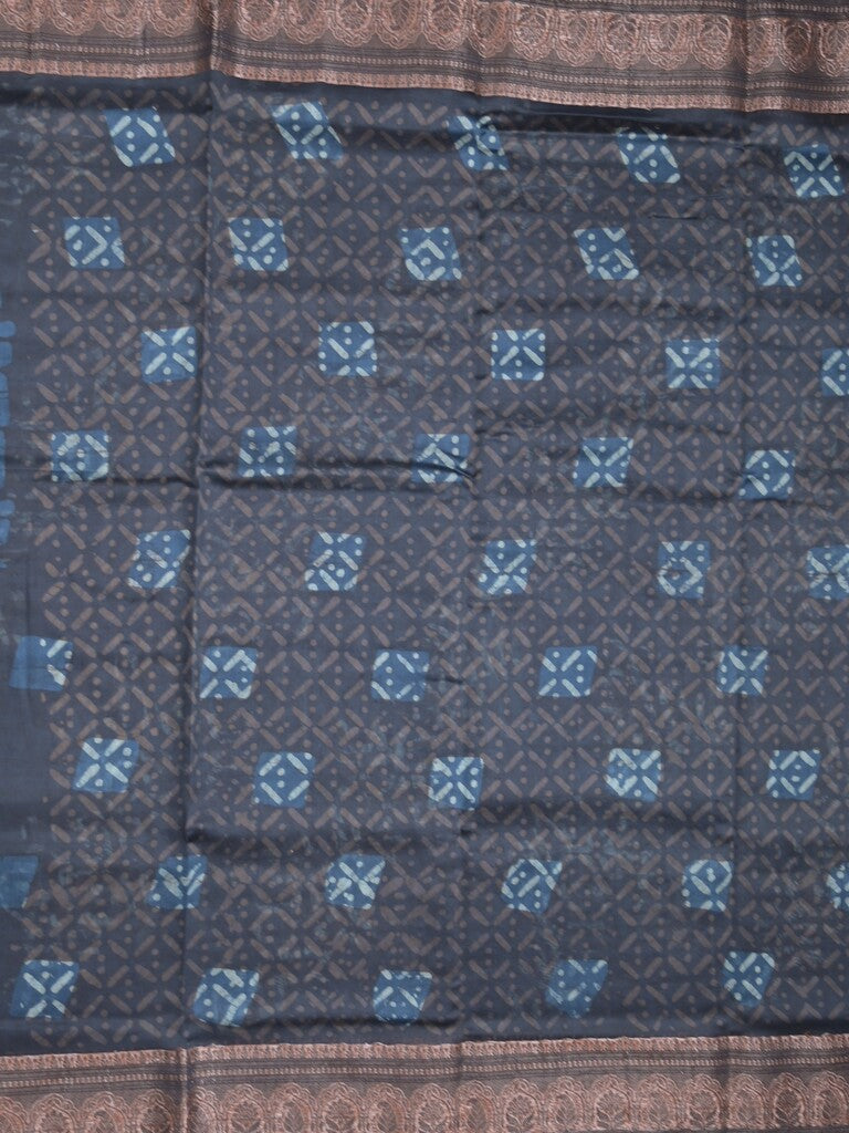 Maheshwari fancy saree navy blue color allover prints & zari border with rich pallu and attached printed blouse