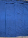 Munga pattu saree royal blue color allover weaves & small zari border with short pallu and attached plain blouse
