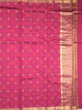 Munga pattu saree pink color allover weaves & small zari border with short pallu and attached plain blouse