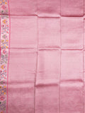 Georgette fancy saree rose pink color allover zari weaves & zari border with brocade pallu and brocade blouse