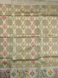Georgette fancy saree snuff color allover zari weaves & zari border with brocade pallu and brocade blouse