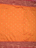 Banaras fancy saree orange color allover zari motifs & zari border with paithani pallu and contrast plain blouse
