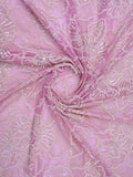 Onion pink color net fabric with allover embroidery work