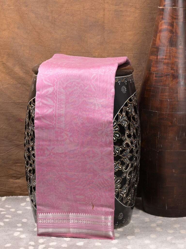 Maheshwari fancy saree light purple color allover prints & zari border with short pallu and attached plain blouse