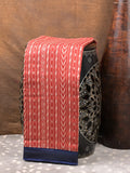 Maheshwari fancy saree red color allover prints & zari border with short pallu and attached plain blouse