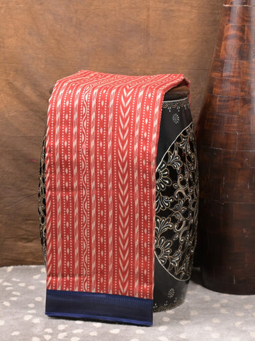 Maheshwari fancy saree red color allover prints & zari border with short pallu and attached plain blouse