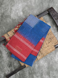 Dhaka cotton saree royal blue color allover stripes & Small border with contrast pallu and attached plain blouse