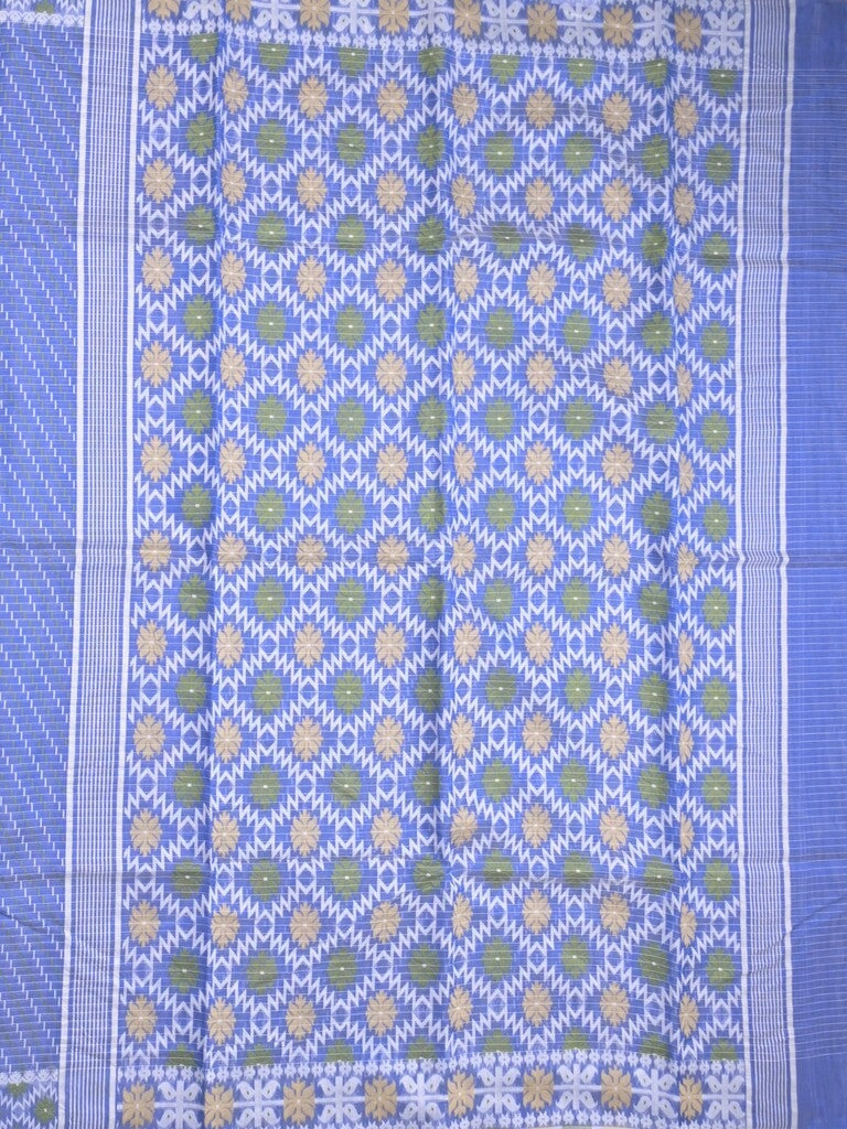 Jamdani cotton saree blue color allover weaves & small border with weaving pallu and running blouse