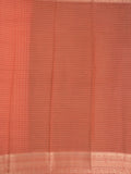 Maheshwari fancy saree parrot green color allover stripes & zari border with contrast pallu and attached plain blouse