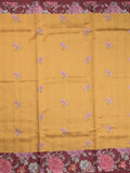 Tussar fancy saree golden yellow color allover prints & printed border with contrast pallu and printed blouse