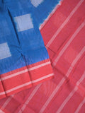 Dhaka cotton saree royal blue color allover stripes & Small border with contrast pallu and attached plain blouse