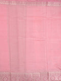 Dupion pattu saree baby pink color allover weaves & zari border with short zari pallu and attached plain blouse