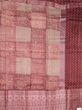 Maheshwari fancy saree maroon color allover prints & zari border with zari pallu and attached plain blouse