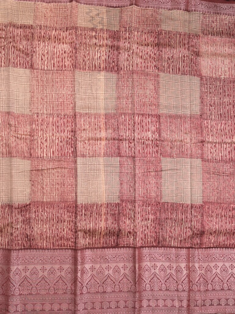 Maheshwari fancy saree maroon color allover prints & zari border with zari pallu and attached plain blouse