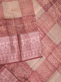 Maheshwari fancy saree maroon color allover prints & zari border with zari pallu and attached plain blouse