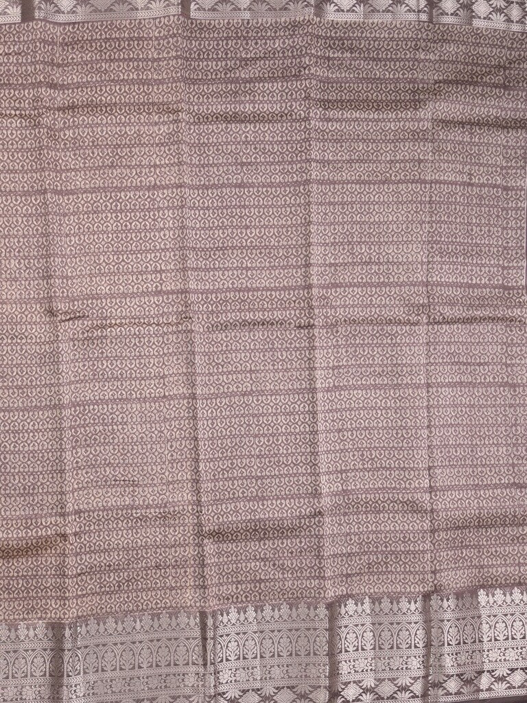 Maheshwari fancy saree snuff color allover prints & zari border with zari pallu and attached plain blouse