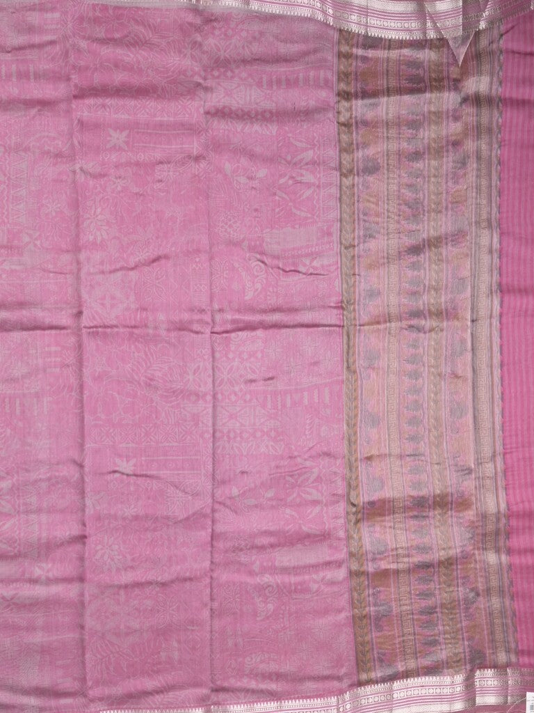 Maheshwari fancy saree light purple color allover prints & zari border with short pallu and attached plain blouse