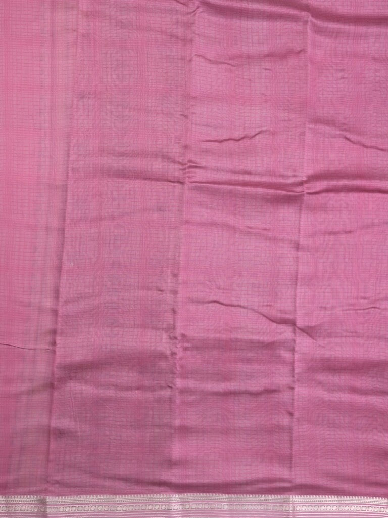 Maheshwari fancy saree light purple color allover prints & zari border with short pallu and attached plain blouse