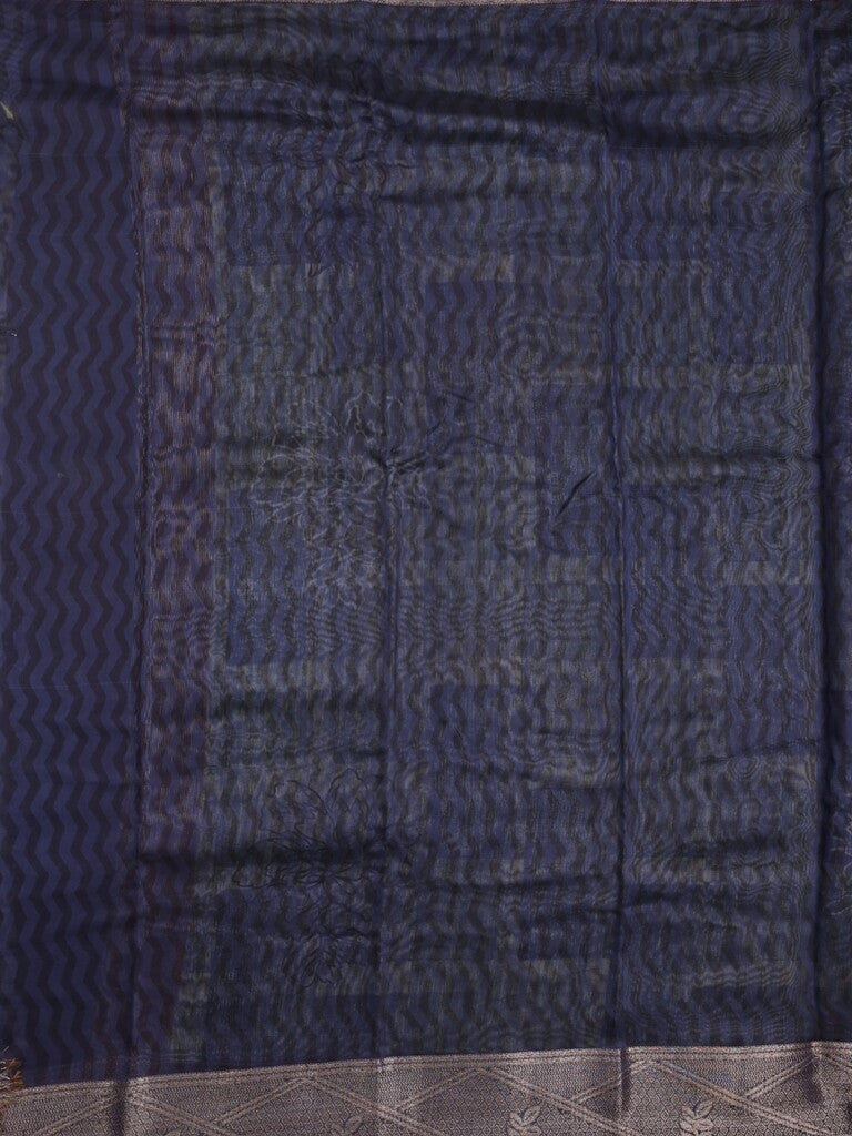 Maheshwari fancy saree green and blue color allover prints & zari border with short pallu and attached plain blouse