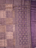 Maheshwari fancy saree light purple color allover prints & zari border with short pallu and attached plain blouse