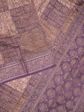 Maheshwari fancy saree light purple color allover prints & zari border with short pallu and attached plain blouse