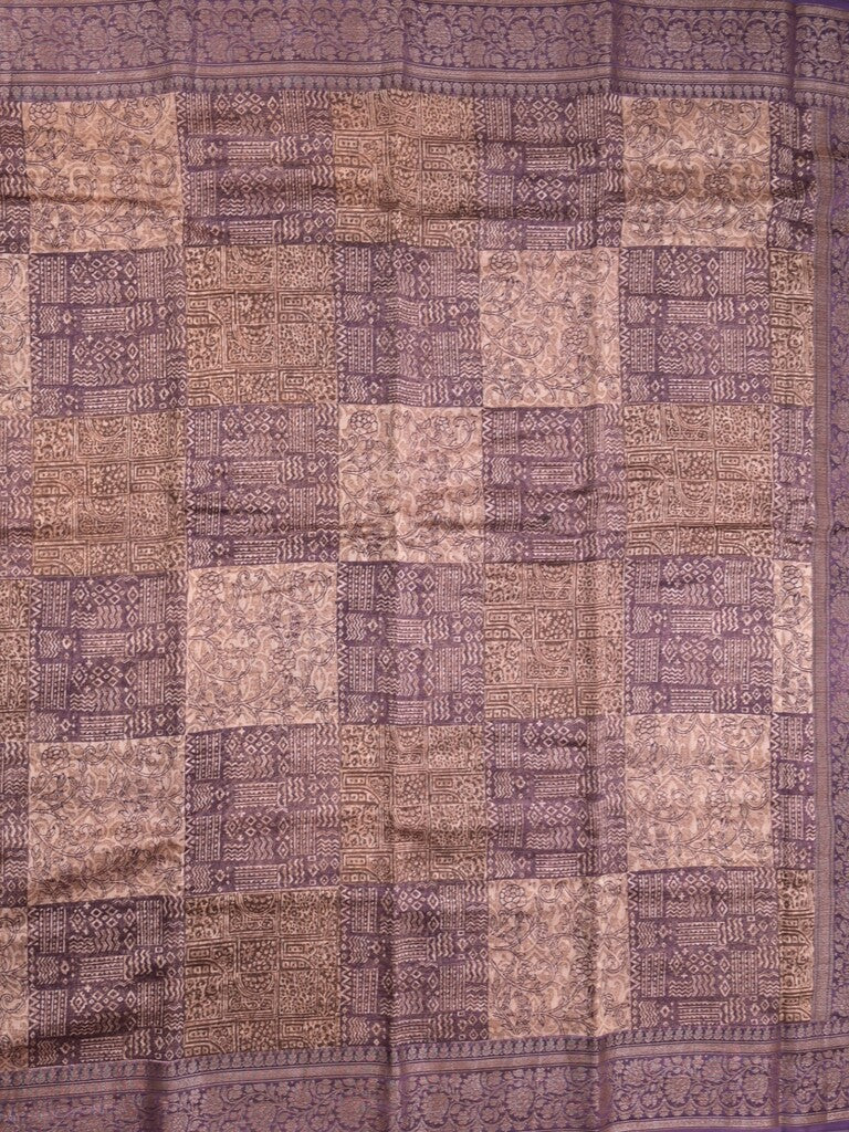 Maheshwari fancy saree light purple color allover prints & zari border with short pallu and attached plain blouse