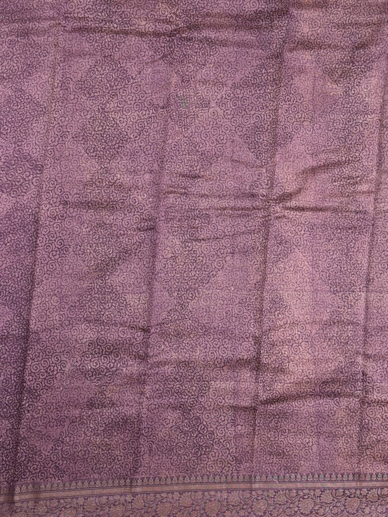 Maheshwari fancy saree light purple color allover prints & zari border with short pallu and attached plain blouse