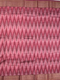 Maheshwari fancy saree pink color allover prints & zari border with short pallu and attached plain blouse