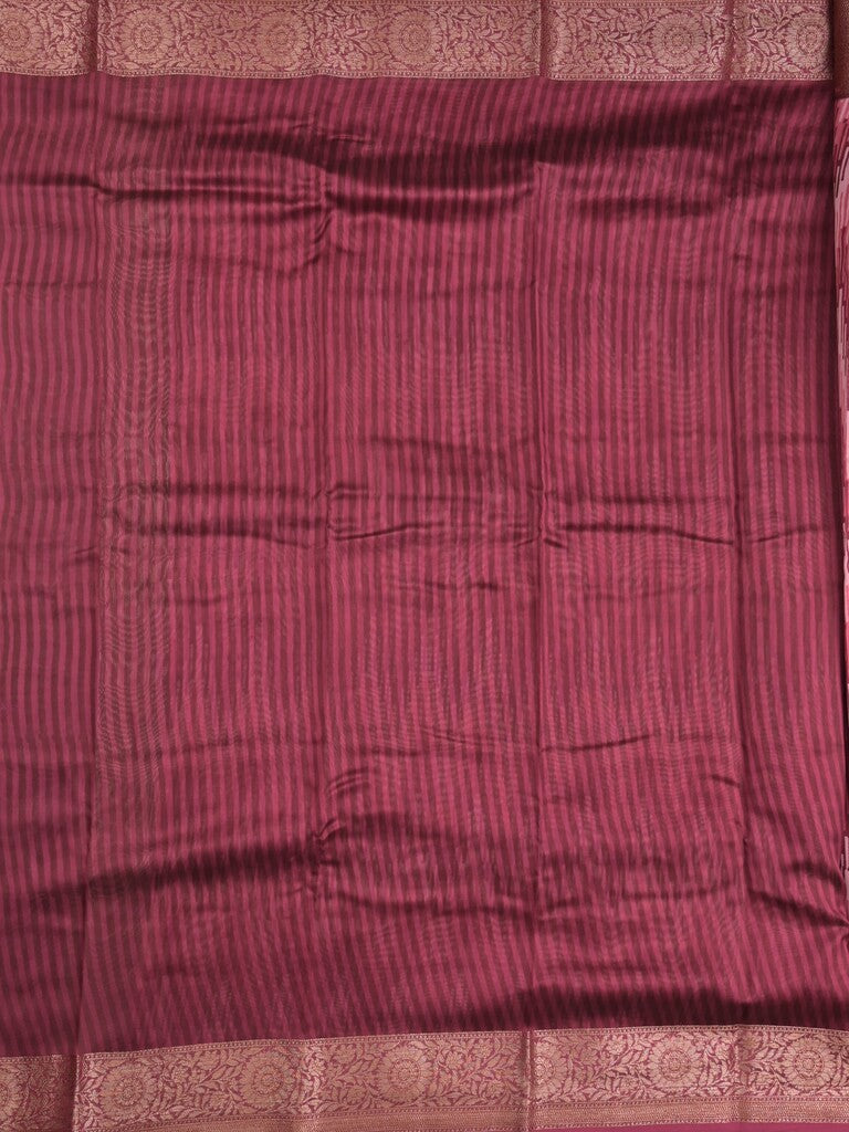 Maheshwari fancy saree pink color allover prints & zari border with short pallu and attached plain blouse