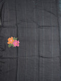 Bhagalpur fancy saree sky blue color allover stripes, floral weaves with contrast pallu and attached contrast blouse