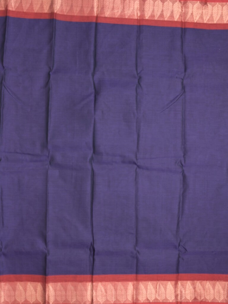 Dhaka cotton saree navy blue color allover plain & zari border with contrast plain pallu and plain blouse