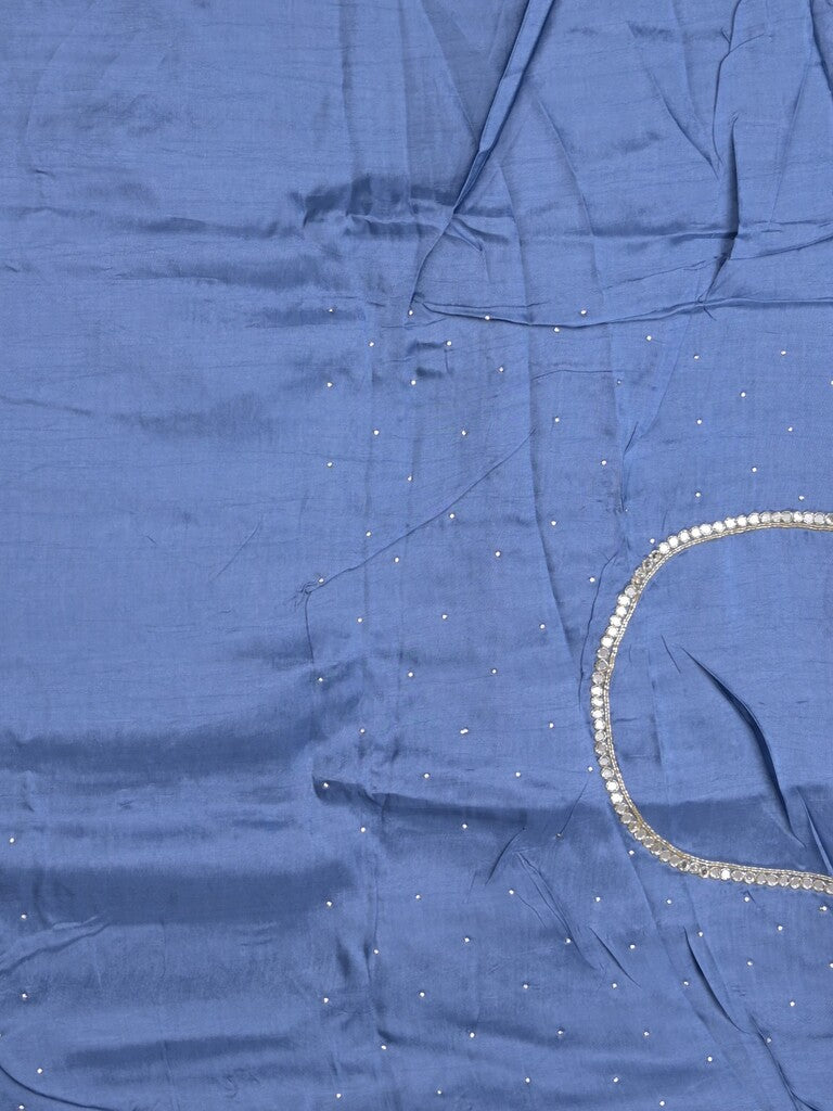 Tabby silk fancy saree royal blue color allover plain, embroidery motifs & embroidery border with running pallu and designer blouse