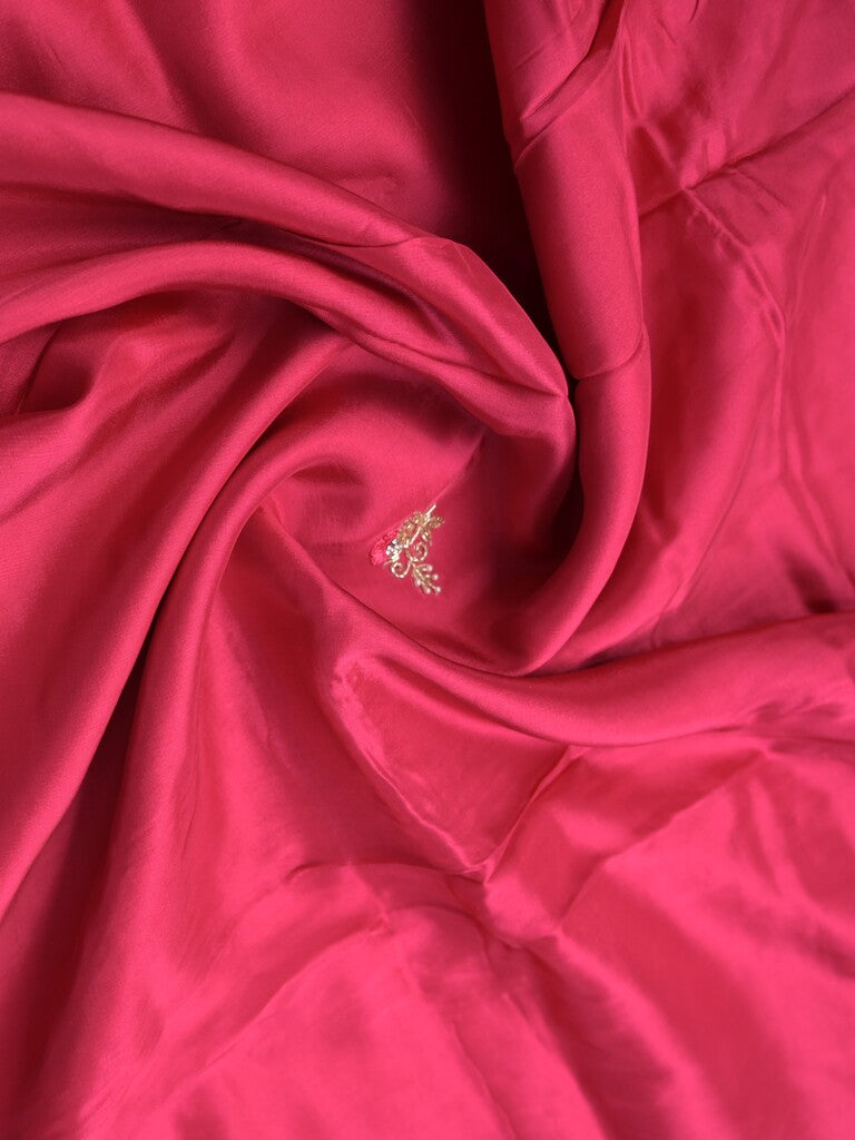 Tabby silk fancy saree pink color allover plain, embroidery motifs & embroidery border with running pallu and designer blouse