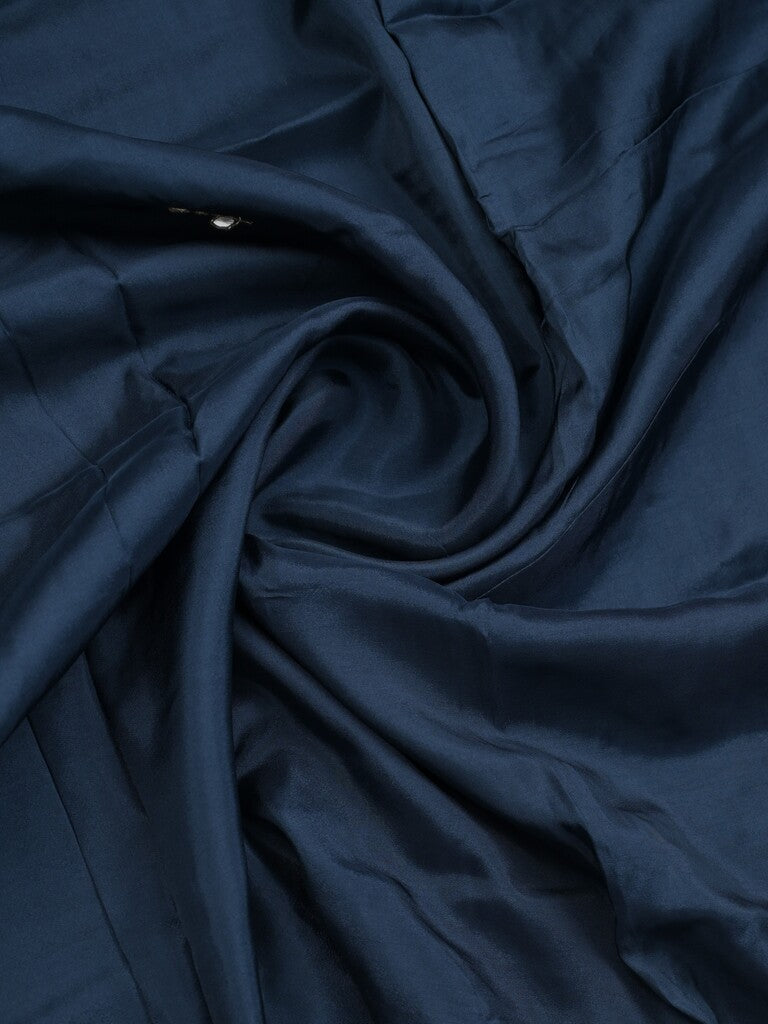 Tabby silk fancy saree navy blue color allover plain, embroidery motifs & embroidery border with running pallu and designer blouse