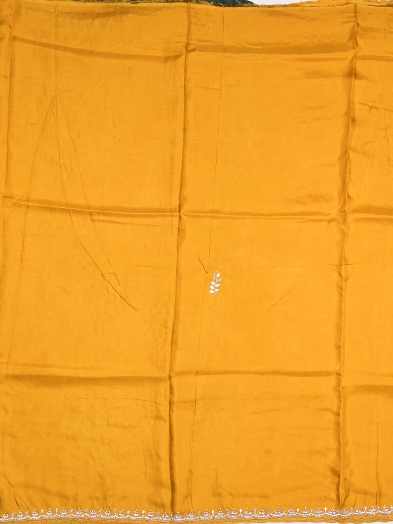 Tabby silk fancy saree yellow color allover plain, embroidery motifs & embroidery border with running pallu and designer blouse