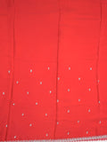 Chiffon fancy saree red color allover plain, embroidery motifs & embroidery border with running pallu and designer blouse